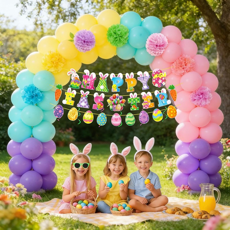Easter Decorations for Home Pastel Easter Balloons Kit with Happy