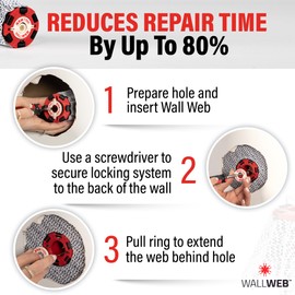 WALLWEB Innovative Drywall Repair Kit - 2 inches plus Hole Patch, Spackle Wall Repair, Drywall Patch Filler for Easy Wall Fixes - No Dry Wall or Tape needed