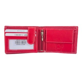 BUFFALO HILL L&B Collection 2341 Real Leather Men's Wallet, Landscape Format, Small, with RFID Protection, Wallet with Coin Compartment, 5 Card Slots, Wallet for Men, Wallet, red, Modern