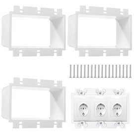 yeesport 3 Pcs Electrical Box Extenders, BE3-3 Electrical Outlet Box Extenders with 18 Screws, 3-Gang Electrical Power Box Extensions, Power Switch Receptacles Accessories, White