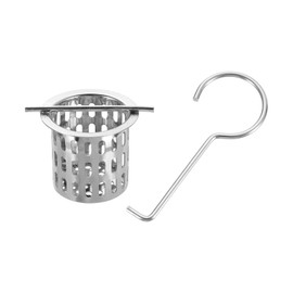 sourcing map 2Pcs Hair Strainer, 304 Stainless Steel Shower Drain Strainer with Lifting Hook Hair and Debris Collector Debris Filter Basket for Bathroom Kitchens, Silver