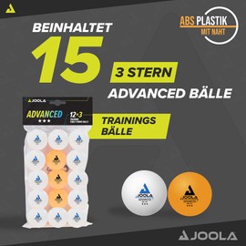 JOOLA 44206 Table Tennis Balls 3 Star Training Advanced 40+ mm Diameter Premium Table Tennis Balls, White/Orange, Pack of 15