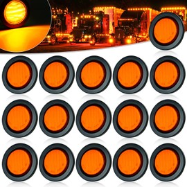 PSDRIQQ 16Pack DC12V 2.5" 13 LED Round Trailer Clearance Marker Lights Sealed Front Rear Side Indicators Lamp with Grommet, Universal for RV Camper Van Caravan - Amber & Red