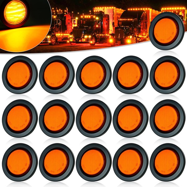 PSDRIQQ 16Pack DC12V 2.5" 13 LED Round Trailer Clearance Marker