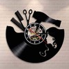 Zhiyi Vinyl Record Wall Clock Hairdresser Gift Salon Scissors Diameter