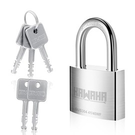 KAWAHA 41/40KD-5SK High Security Stainless Steel Padlock with Key for Indoor and Outdoor Use (Heavy Duty, Rust-Proof) (40mm, Different Keying, 5 Stainless Steel Keys)