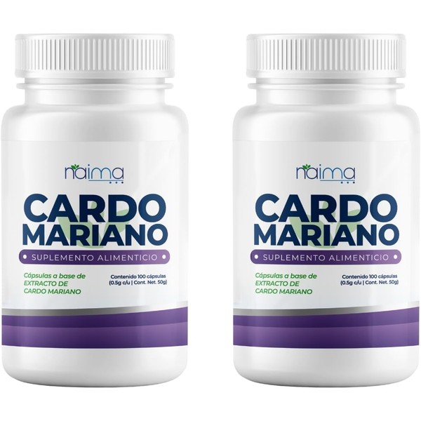 NAIMA Pack 2 Frascos de Cardo Mariano, 100 Cápsulas c/u