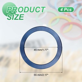 PATIKIL Universal CD Stripe Magnetic Adapter Ring, 4 Pcs Ultra-Thin Sticker Ring Adhesive Nickel-Iron Alloy for Phone Cases Holder Wireless Charging Car Mount Kit, Blue