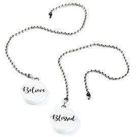 Sentiments Ceiling Fan Pull Chains with Reverse Sides - White - Set of 2