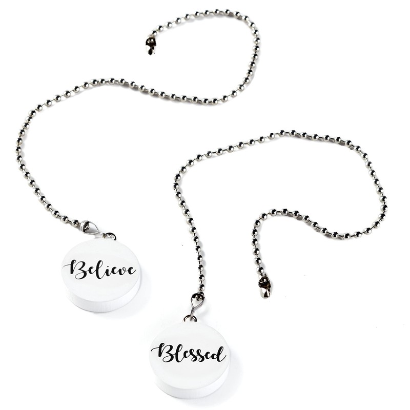 Sentiments Ceiling Fan Pull Chains with Reverse Sides - White