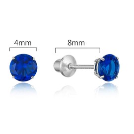 925 Sterling Silver Rhodium Plated 4mm Cubic Zirconia Stud Screwback Baby Girls Earrings