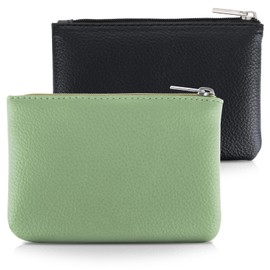 simarro Pack of 2 Women's Small Wallet, Leather Mini Purse, Small Purse, Coin Purse, Coin Purse, Key Case, Woman Wallet, Mini Purse for Women, black green, Casual