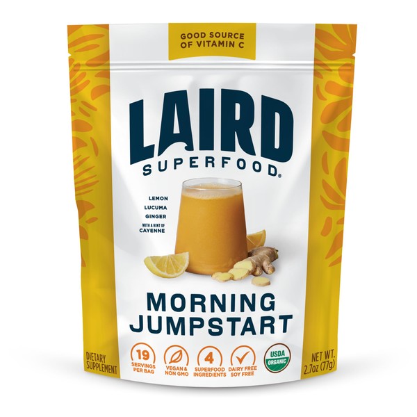 Laird Superfood Morning Jumpstart Powder Drink Supplement, Lemon, Lucuma, Ginger