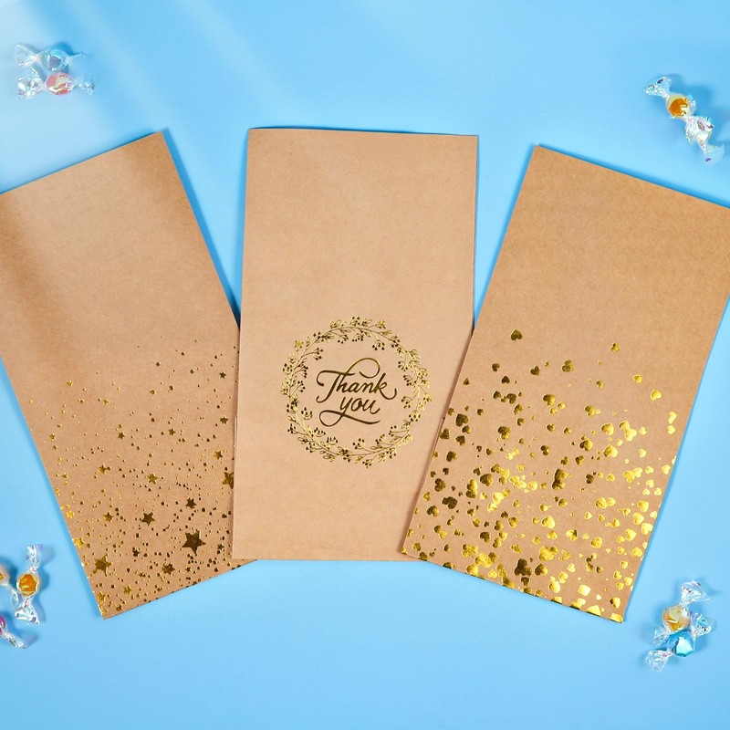 JOLLYFUN 24PCS Gold Foil Party Favor Bags with Stickers, Small