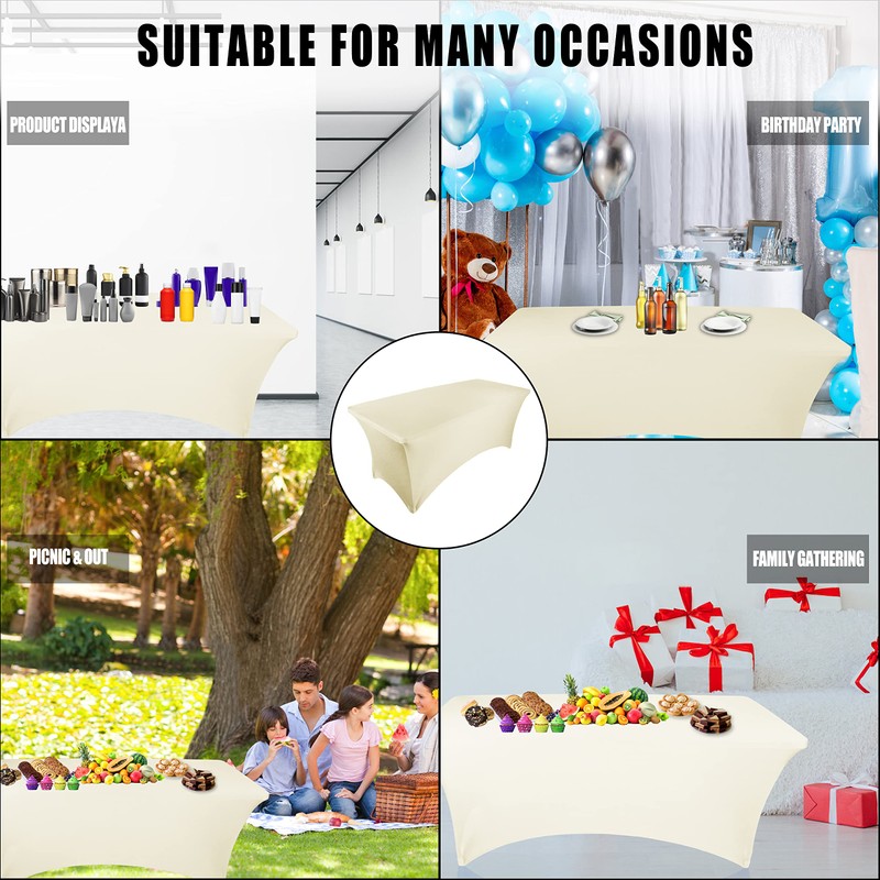 Ocves Stretch Tablecloth 6ft Spandex Table Covers Polyester Fitted Rectangular