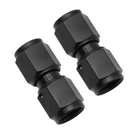 Anxingo 6AN Female To 6AN Female Coupler Straight Swivel Adapter, 9/16-18 UNF Thread Coupler Fitting Adapter, Aluminum Anodized, Black (2 Pack)