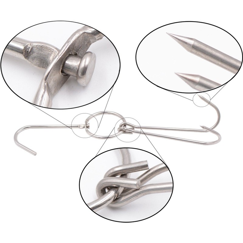 Alele 6PCS 12.5inch Double Meat Hooks,Stainless Steel Poultry Hook Roast