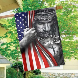 One Nation Under God Garden Flag - Christian - Jesus - USA Double Side Garden Flags House Yard Decor 28x40in