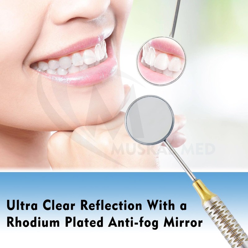 MuskalMed 5 PC Dental Mouth Mirror #5 Front Surface Rhodium