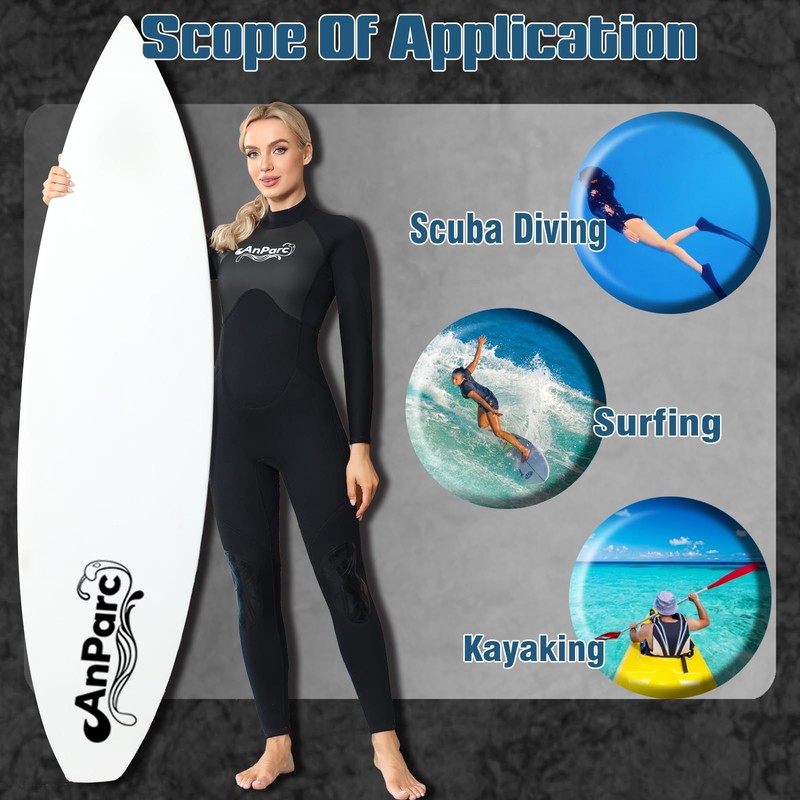 AnParc Wetsuit Women 3mm Neoprene, Cold Water Swimming with Back