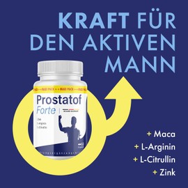 Prostatof Forte Kapseln - mit L-Arginin, L-Citrullin und Maca - Kraft für den aktiven Mann - 60 Kapseln