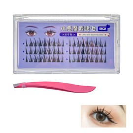 LuckyOpt Bushy Individual Cluster Eyelash, 54Pcs Cluster Lashes with 1Pc Tweezers, Flash Lash Cluster Eyelash Extensions for Women, Lash Extensions to Dating, Bar, Birthday(54 Clusters)