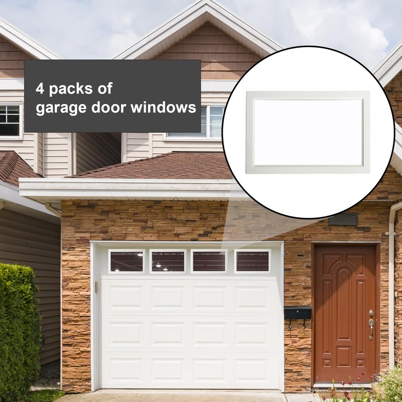 NeatiEase 4 Pcs Garage Door Windows, Replacement Vinyl Windows Inserts