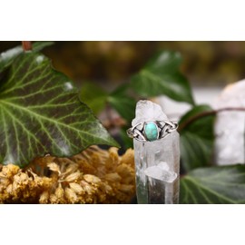 Windalf Delicate Celtic Women's Ring LAYLA 7 mm with Turquoise 925 Sterling Silver, Fabric, Turquoise