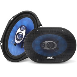 Pyle 6.5" Three-Way Sound Speaker System-180 W RMS/360W Power Handling w/4 Ohm Impedance and 3/4'' Piezo Tweeter for Car Component Stereo,Round Shaped Pro Full Range Triaxial Loud Audio -PL63BL,Blue