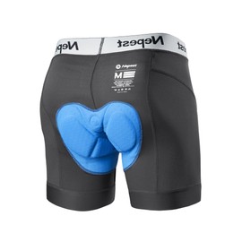 Nepest Men's Cycling Underpants with 4D Padded Bike Underwear Pants MTB Liner Bicycle Shorts Undershorts Dark Grey/White,3XL