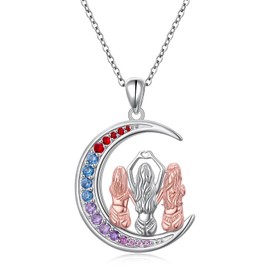 Lonyinlg 925 Sterling Silver Sister Necklace Always My Sister Forever My Friend Birthday Gift for Bestie, Friends,Mom,Daughter Fashion Jewelry Pendant for 2/3/4 Sisters (Three sister necklace)