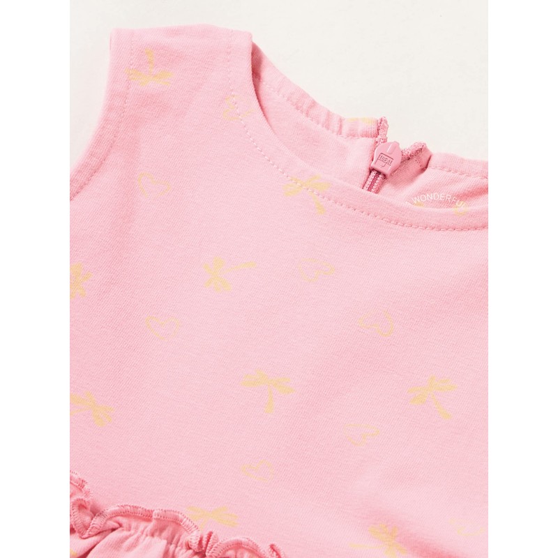 s.Oliver Baby Girl Tiered Dress with Flounces and Print, pink