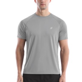 Roadbox Men's Short-Sleeved Rash Guard, UV Protection, UPF 50+, Quick-Drying Bathing Shirt, Breathable Outdoor Water Sports Shirt, Environmental grey, XL