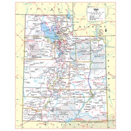 Cool Owl Maps Utah State Wall Map Poster Rolled 24"Wx30"H (Laminated)