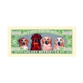 American Art Classics Golden Retriever Dog Million Dollar Bill with Currency Protector - Best Gift for Lovers of Golden Retrievers