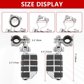 Highway Pegs Universal Adjustable Motorcycle Foot Rest Pegs w/Mount Clamp Kit For Harley Touring Road King Street Glide Yamaha Suzuki Kawasaki 25mm 32mm 34mm Engine Guard Accessories(Chrome Style)