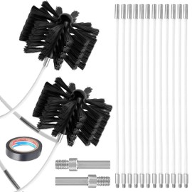 Chimney Sweep Kit Chimney Brush Kit Chimney Cleaning Kit, 16FT Dryer Vent Cleaner Kit Duct Cleaning Tools, Dryer Vent Cleaning Kit Fireplace Chimney Brushes-12pcs Flexible Rods, 2pcs 6in Chimney Brush