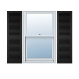 Ekena Millwork Ekena Millwork Lifetime Vinyl LL1S14X03900BL Standard Cathedral Top Center Mullion, Open Louver Vinyl Shutters, w/Installation Shutter-Lok's & Matching Screws (Per Pair), 14 1/2"W x 39"H, Black