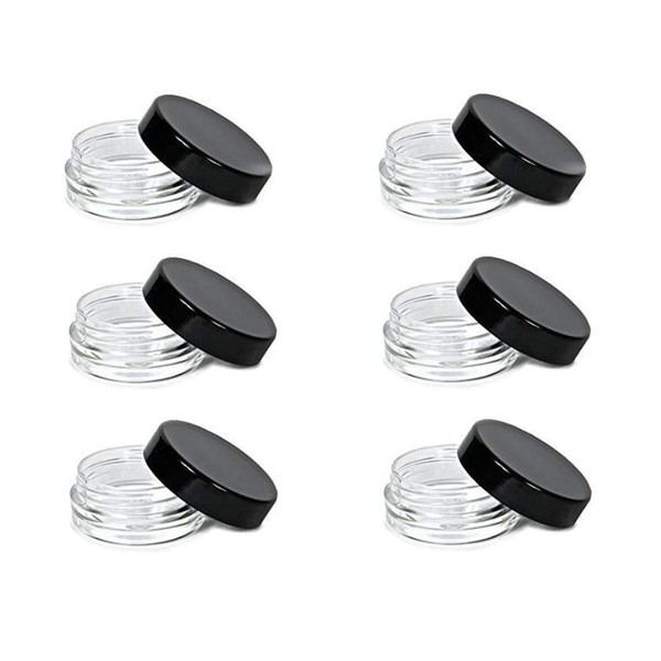 3 Gram 3 ML Jar BPA Free Cosmetic Sample Empty Plastic Container Round Pot with Black Screw Cap Lid Small Tiny 3g Bottle for Make Up Eye Shadow Nails Powder Paint Jewelry (25PCS)