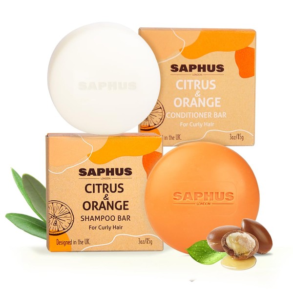 SAPHUS Argan Oil Bar Shampoo and Conditioner Set for Strengthening,