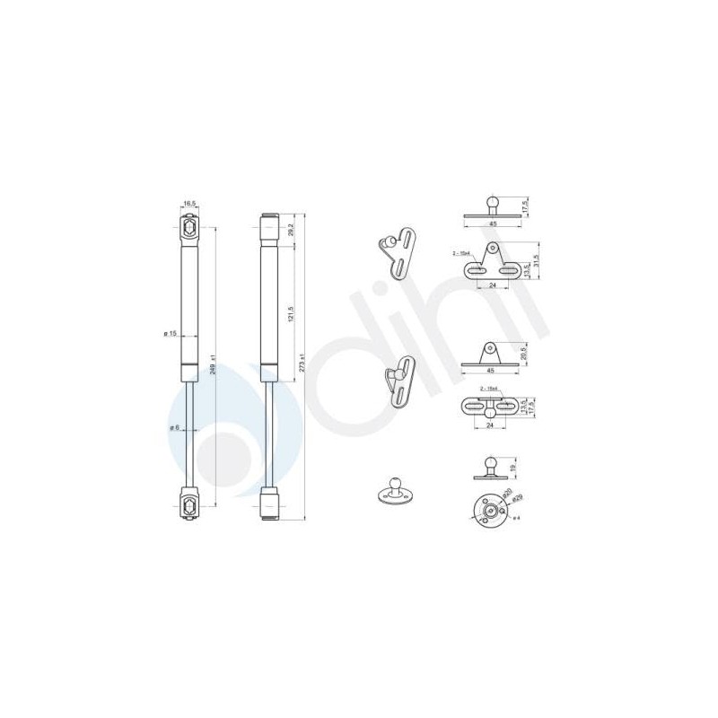 Dihl Pack of 4 100Nm Hydraulic Gas Lift Strut Support