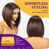KOME Brown Highlight Synthetic Lace Front Wig,13×6 Short Straight Glueless