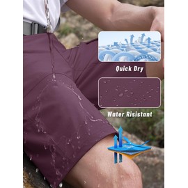 KEFITEVD Shorts for Men Lightweight Cargo Quick Dry Short Summer Outdoor Waterproof Fishing Shorts with Pockets,Purple,40