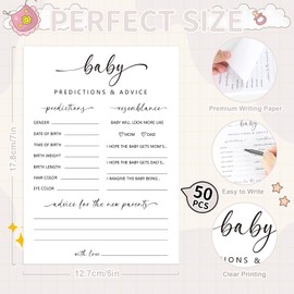 Newborn Predictions and Advice Cards, 50 Pcs Newborn Shower Game Cards, Advice and Wishes for New Parents, Fun Gender Reveal Games (Black)