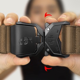 KEMISANT Men's Tactical Belt, Set of 2, Military Hiking, Work Belt, 38 mm, Quick Release Buckle