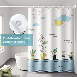 BSLINER Fabric Shower Curtain Liner with Hem Weighted Bottom, Sunshine Flowers Plants Waterproof 12 Rust Resistant Grommets Hotel Quality, 72 x 72 Machine Washable