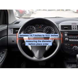 Steering Wheel Cover for Car SUV Leather with Silicone (Black, 15 inch)