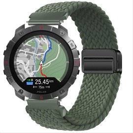 GIOPUEY Bracelet Compatible with Polar Grit X2 Pro Titanium, Braided Nylon Bracelet [Unisex] Elastic Replacement Strap - Green