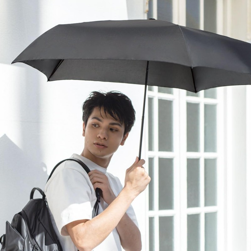 Nakatani AMANE 834-008 Men's Folding Umbrella, Air+ Black, Hand-Opened, Rib