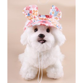 Cat Hat Puppy Hats Dog Baseball Hats Dog Sun Caps Anti-Shedding Travel Cap Cat Visor Hat Puppy, Pet Baseball Cap Outdoor Apparel Sun Cat Costume Hat (Pink Flower, Medium)